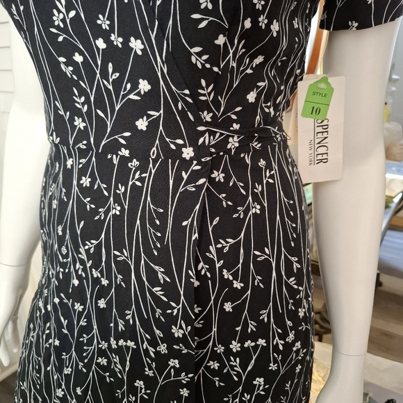 Vintage K.C. Spencer New York Floral Black Wrap Maxi Dress Size 10 NWT - Picture 3 of 11